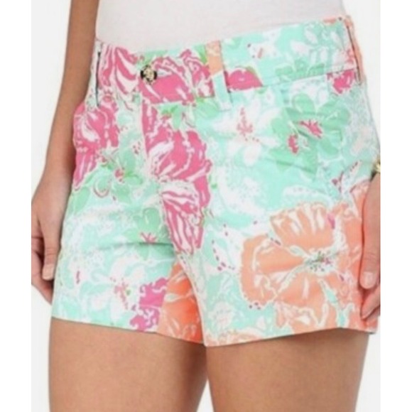 Lilly Pulitzer Pants - Lilly Pulitzer Callahan Shorts Pink Green Floral Tropical Print Size 2